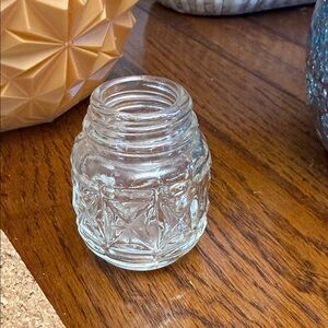 Vintage 1980s Clear Glass Textured Jar Missing Lid
